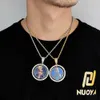 Hip Hop Memory Rotable Dubbelsidig cirkulär fotohänge med Micro Set Zircon Chaoren Hip Hop Frame Necklace Pendant Halsband