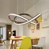 Ljuskrona Super Modern Simple LED Restaurant Ring Wave Lamp Nordic Bar Bedroom Creative Chandelier