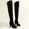 Boots Women Autumn Fashion Side Zipper Long Boots Were Thin High-heeled Thick Suede Over-the-knee Black Gray Shoes 231109