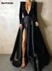 V-Ausschnitt Maxi für Damen, neues Vintage-Langarm-Pailletten-Sexy-Kleid, schicke, bodenlange Abendkleider