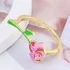 Armreif Europäischer und amerikanischer Schmuck Großhandel Emaille Farbe Glasur Romantische Blumen Ein Rosenwald kann den BraceletBangle öffnen