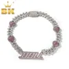 Pendanthalsband The Bling King Custom Letter Heart Cuban Necklace Iced Bling Cubic Zirconia Chain Hiphop Jewelry 231110