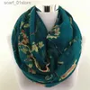 Scarves New Magpie Bird print Viscose Match Ipek Esarp loop Scarves Flower Infinity Scarf spring Wrs hot ring scarf for womenL231110