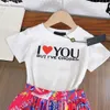 23ss Kid Set Set Sleb Set Kids Designer Older Girls Cround Heck Cotton Love Print