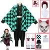 Temadräkt demon slayers kimetsu no yaiba tanjirou kamado cosplay costume kimono cloak halloween party anime kläder uniform set 230410