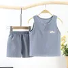 Clothing Sets Boys and Girls Set Baby Summer Plain Cotton Sleeveless Tank Top ShirtTrouser Set 2 Pieces 0-6T 230410