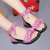 First Walkers Summer Girls' Sandals Fashion Bow Zipper Princess Girls' Shoes Children's Party Flat Sandals 230410