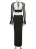 Tweedelige jurk Townlike Geel Backless Sexy Set Vacature Up Hollow Out Long Rok Women Elegant Party 2 230410