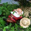 Décorations de jardin Gnomes Résine Gnome Statue Chapeau de paille extérieur Nain pour patio de cour