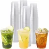16OZ Clear Plastic Cups Flat Lids Disposable Drinking Cups for Party Drinking Cups Coffee Milkshakes
