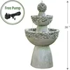 Decorazioni da giardino Teamson Home Majestic Fontana a cascata da pavimento con piedistallo Zen a 2 livelli con effetto pietra con pompa per patio esterno in cortile