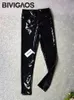 Kobiety legginsy bivigaos damskie lustro skórzane legginsy odblaskowe błyszczące rozciąganie napinanie skórzane spodnie Pu High talia Slim Sexy Leggings 231110