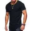 Men's T Shirts Round Neck Slim Solid Color Short-sleeved T-shirt Pleated Raglan Sleeve Bottoming Shirt Large Size