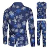 Mens Suits Blazers Män passar 3 -stycken Julfest Prom Snowflake Tryckt Casual Sets Jacket Vest Trousers Plus Size 231110