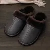 PU Waterdicht Zwart 867 Winter Slipper Mannen Indoor Home Huisschoenen Dames Warm leren slippers 231109 261 S