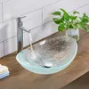 Torneiras de pia do banheiro Torneiras de vidro temperado El minimalista criativo arte bacia transparente bancada de cristal oval com tubo de drenagem