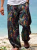 Herenbroek zomer mannen baggy casual geprinte ontwerp wide been broek Retro vintage strand Hawaiian plus size losse man streetwear 230410