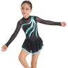 Andra sportvaror Girls Figur isskridskor Ballett Tutu Dance Gymnastics Leotard Dress Långärmad glansig Sheer Mesh Dancewear 231109