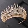 Fasce per capelli Cristallo di lusso Colore oro Grande corona Tiara Regina Donne Concorso di bellezza Prom Corone Diademi Accessori per gioielli da sposa per capelli 231102