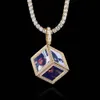 Nouveau Hip Hop bijoux Cube mémoire Photo pendentif avec Micro Zircon bricolage personnalisé cadre Photo collier pendentif colliers
