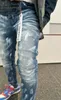 Men's Jeans Light Blue Designer Denim Skinny Ripped Distressed Slim Fit Destroyed Stretch Pants Streetwear Trousers