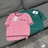 Diseñador de camisetas de punto para mujer 2023 Verano Nuevo estilo CH Commuter Casual Versátil Show Slim y Reductor de edad Contraste Jersey de punto Mangas cortas Florero