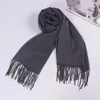 Lenços femininos cinza escuro pashmina cachecol macio sólido liso xale envoltório moda pescoço quente com franjas cabo nó chapéu lenços homens