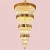 Lampy wiszące złote światła LED Nowoczesne kryształowe żyrandole luksusowe spiralne lampa wewnętrzna do salonu sypialnia schodowa el willa