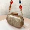 Evening Bags Brand Fashion Wallet Women Acrylic Bags Cute Round Luxury Marble Solid Brown Evening Handbag Wedding Vintage Casual Clutch 230410