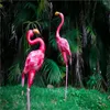 Trädgårdsdekorationer Par av Tall Pink Flamingo Sculptures Yard Statues Outdoor Balkony veranda dekoration metall