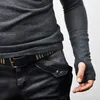 Men's T Shirts High Street Folds Gloves Long-Sleeved T-Shirt 2023 Autumn Winter Solid Turtleneck Warm Casual Outdoor Streetwear