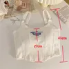 Camisoles Tanks ITOOLIN Women Embroidery Letter Tops With Bra Pad Casual Camis Y2K Crop For Shoulder Belt Iron Ring 230410