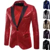 Men's Suits Blazers Men's Suit Round Sequin Pocket Single Row Button Wedding Groom Stage Show Hosting Dinner Menswear Bar Dance Casual Men Blazer 231110