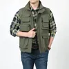 Gilet da uomo Gilet alla moda Gilet estivo Pographer Cappotto tattico con trama palmata Giacca funzionale multitasche da lavoro senza maniche Uomo