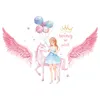 Wall Stickers Beautiful unicorn girl wallpaper girl bedroom children's room decoration planetary balloon wing decals children's room decoration 230410