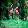Dekoracje ogrodowe para wysokich różowych rzeźb flamingo posągi na strzępy