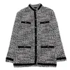 Women's Trench Coats designer 23 Autumn/Winter New CH French Celebrity Style Elegant Temperament Colored Sand Woven Soft Tweed Stand Neck Coat 37DD