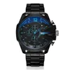 Fashion Brand Men's Big Case Mutiple Dials stainless steel band Date Quartz Wrist Watch 4318240c