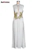V Neck Maxi for Women New Fashion Sexy Sleeveless White Dress Chic High Waisted Split Evening Dresses
