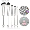 Makeup Brushes 5PCS Beaded DIY Makeup Brush Set Metal Handle Cosmetics Brush Powder Blusher Powder Eye Shadow Eyebrow Brush Cute Beauty Tools Q231110