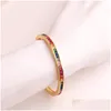 Bracelet 1PC Party Cadeau Rainbow Zircone Cubique Femmes Européennes Lady Bijoux Micro Pavé Bling Square CZ Haute Qualité Drop Livraison Brace Dhdyf