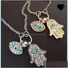 Collane con ciondolo Pendenti Gioielli Collana a catena in oro Turchia Blue Evil Eye Mano di Hamsa Fatima Palm 20 N2 Xqgk1 Consegna a goccia Dhpri