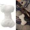 Portachiavi Peluche Sciarpa Rossa Osso Cucciolo Portachiavi Auto Portachiavi Cani di Peluche Borsa Fascino