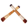 Makeup Borstes 2 PCS Powder Brush Make Dual Ended Cosmetics Blush Högdensitet Bambu Trähandtag Ansiktskänsla