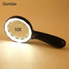 Magnifying Glasses Lighted Magnifying Glass 10X Handheld Magnifying Glass With 12 Led Lights Large Lens Loupe Glass Magnifier For Reading Repair 230410