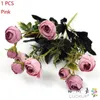 Fiori decorativi 1 PZ Fiore artificiale Colore scuro Piccola Camelia Rosa di seta Decorazione della festa nuziale domestica 6 colori disponibili F504