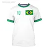 Camisetas masculinas 2023 homens camiseta brasileira 3D Graphics Bandeira brasileira Mulheres impressas de manga curta T-shirts casuais tops masculinos masculino M230409