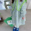 Robes de fille robe A-ligne longueur au genou col rabattu manches longues pull imprimé doux doux belle confortable automne enfants filles