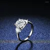 Cluster Rings LESF S925 Silver Ring 3 Moissanite Women Classic Four Prong Engagement Gift Fine Jewelry