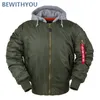 Hommes vers le bas Parkas épais Ma1 hiver Bomber veste hommes militaire avec capuche Vintage surdimensionné pilote manteaux homme MA1 Hip Hop coupe-vent grande taille 231110